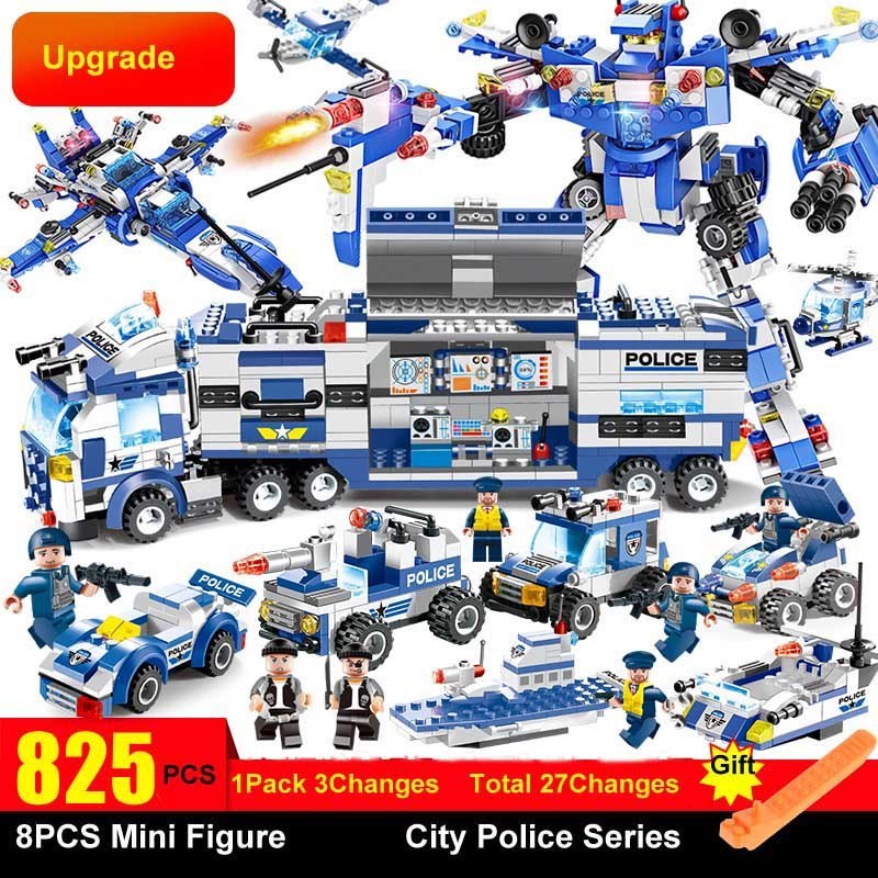 lego police truck and trailer